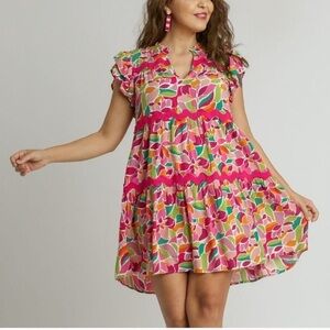 Umgee Pink and Green Floral Dress